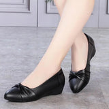 Niulatu Shoes Women Wedges Heels Patent Leather Black Shoes Work Ladies Shoes Fashion Designer Elegant Slip on Zapatos DJSE