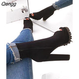 Niulatu Women's New 2025 Pumps Party Wedding Dress High Heel Goth Platform Ankle Boots Winter Fashion Zip Black Sexy ANKLE Shoes Female DJSE