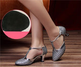 Niulatu New Modern Dance Shoes Women Ladies Closed Toe Tango Shoes Standard Waltz Ballroom Dancing Heels Indoor Suede Sole DJSE