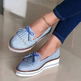 Niulatu Round Toe PU Ladies Loafers Shoes Slip on Rubber Platform Shoes Women Vulcanized Shoes Woman Autumn Sneakers Female Wedges DJSE
