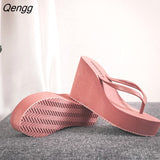 Niulatu Shoes Lady House Slippers Platform Slides Low on A Wedge Rubber Flip Flops Summer Sand New Woman's Candy Colors DJSE