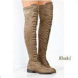Niulatu New Sexy Women's Winter Boots Thigh High Boots Lace Up Rubber Female Shoes Rome Style Over The Knee Long Boot for Women DJSE