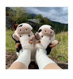 Niulatu Cotton Warm Home Slippers Women's Winter Anti-Skid Thick Bottom Plush Indoor Household Shoes Lovely Cow Animal Slipper DJSE