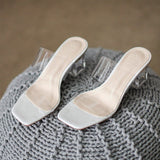 Niulatu Women Square Toe2025 Slippers Flip Flop Ladies Fashion High Heels Sandals Transparent Women's Casual Shoe Female Footwear DJSE