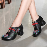 Niulatu Women Embroidery Pumps Grey Lady 6CM High Heels Shoes Handmade Women Genuine Leather Pumps Autumn Shoes DJSE