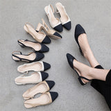 Niulatu Low Heels Real Leather Slingbacks Shoes Women Square Toe Pumps Thick Heel Shoes Brand Design Lady Footwear 2025 Size 40 DJSE