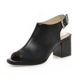 Niulatu Women Sandals Peep Toe High Heels Summer Gladiator Shoes Black Brown Woman Ankle Strap sandalias Female mujer Big Size DJSE
