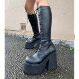 Niulatu chunky high heeled strech knee high boots women design sock long boots autumn slip on shoes big size 43 DJSE
