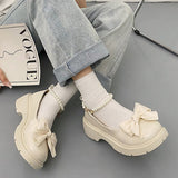 Niulatu Strap Mary Janes Shoes for Women Autumn 2025 Thick Heels Platform Loafers Woman High Heels Cute Bowtie Lolita Shoes DJSE