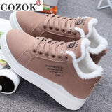 Niulatu Warm Women Vulcanized Shoes Fur Plush Casual Shoes Lace Up Fashion Platform Sneakers Women Snow Boots Zapatillas Mujer DJSE