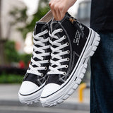 Niulatu Men's Canvas Shoes High Top Flat Shoes for Men Black White Sneakers Non-slip Shoes Canvas Sneakers Sneakers for Men Casual Shoes DJSE
