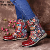 Niulatu Boots Woman Shoes Western Cowboy Style Europe and Handsome Retro Small Ladies Floral Boots Winter Boots Women DJSE