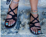 Niulatu Women's Sandals Large Size Women's Sandals Rope knot Summer Europe The United States Beach toe Flat Sandals Women's Shoes DJSE