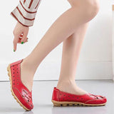 Niulatu Women Flats Genuine Leather Women Shoes With Low Heels Loafers Slip On Flat Shoes Soft Women's Flat Shoes Walking Driving Shoe DJSE