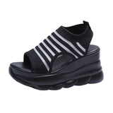 Niulatu Quality Women Sandals 2025 New Summer Wedges Platform Shoes High Heels Mesh Breathable Sneakers Sport Sandals Slippers DJSE