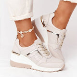 Niulatu Women's Shoes 2025 Summer Wedge Platform Casual Shoes Women Lace Up Sports Shoes Woman Plus Size Non Slip Breathable Sneaker DJSE
