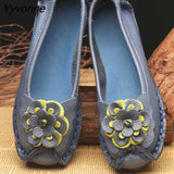 Niulatu Flower Flat Shoes Women's Genuine Leather Moccasins Nurse Shoes Handmade Sewing Women Flats Vintage Ladies Loafers DJSE