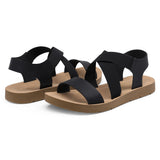Niulatu Women's Elastic Ankle Strap Summer Flat Sandals Casual Beach Shoes For Woman Classics Non-slip Lightweight Sandals DJSE