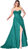 Niulatu Women's Glitter Prom Dresses Long with Slit 2025 Spaghetti Strap Formal Evening Party Maxi HZ1007