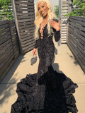 Niulatu black girl long prom dress mermaid dress HZ0113