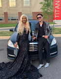 Niulatu black girl long prom dress mermaid dress HZ0113