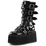 Niulatu Goth Love Heart Buckle Punk Wedges Platforms Women Boots Zipper Black Cosplay Cool Street Autumn Ladies Shoes DJSE