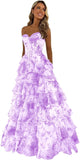 Niulatu Corset Prom Dresses for Women 2025 Long Tiered Ruffle Chiffon Formal Evening Gown with HZ1007