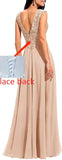 Niulatu Appliques Bridesmaid Dress Long V Neck Beaded Wedding Guest Gown with HZ1007