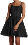 Niulatu Lace Beaded Tulle Homecoming Dresses Short Square Neck Prom Dress Spaghetti Straps Party HZ1007