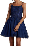 Niulatu Lace Beaded Tulle Homecoming Dresses Short Square Neck Prom Dress Spaghetti Straps Party HZ1007