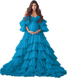Niulatu Tulle Robe Maternity Dress for Photoshoot Sheer Bridal Lingerie Wedding Gown Long Baby Shower Pregnancy HZ1007
