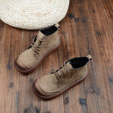Niulatu Short Boots Japanese Thick-Sole Students Doll Shoes Mori Round Head Lace-Up Ankle Boots College Wind Womens Boots DJSE