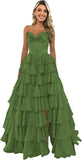 Niulatu Corset Prom Dresses for Women 2025 Long Tiered Ruffle Chiffon Formal Evening Gown with HZ1007