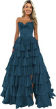 Niulatu Corset Prom Dresses for Women 2025 Long Tiered Ruffle Chiffon Formal Evening Gown with HZ1007