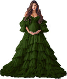 Niulatu Tulle Robe Maternity Dress for Photoshoot Sheer Bridal Lingerie Wedding Gown Long Baby Shower Pregnancy HZ1007