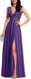 Niulatu Appliques Bridesmaid Dress Long V Neck Beaded Wedding Guest Gown with HZ1007