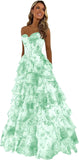 Niulatu Corset Prom Dresses for Women 2025 Long Tiered Ruffle Chiffon Formal Evening Gown with HZ1007