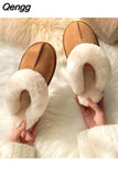 Niulatu Women's Slippers Winter Plush Warm Shoes Unisex Indoor Outdoor Flip Flops Casual Shoes Zapatos De Mujer DJSE