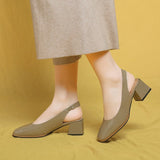 Niulatu Women Pumps Elastic Heel PU Leather Upper Comfortable Round Head Slip-on Beige White 2025 Casual Cute Slippers Ladies Shoes DJSE
