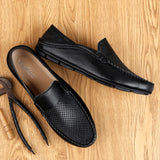 Niulatu Mens Shoes Casual Luxury Brand Summer Men Loafers Genuine Leather Moccasins Light Breathable Slip on Boat Shoes JKPUDUN DJSE