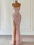 Niulatu Dress Formal Prom Floor Length Sleeveless Strapless Sequined with Glitter Sequin Prom HZ1007