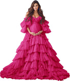 Niulatu Tulle Robe Maternity Dress for Photoshoot Sheer Bridal Lingerie Wedding Gown Long Baby Shower Pregnancy HZ1007