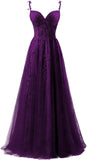 Niulatu Applique Tulle Prom Dresses for Women 2025 Spaghetti Straps Ball Gown Formal Evening Party Gown with HZ1007