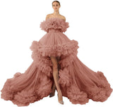 Niulatu Tulle Robe for Maternity Photoshoot Sheer Off Shoulder Maternity Robe Pregnant Baby Shower Prom HZ1007