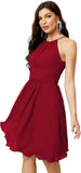 Niulatu Short Halter Top Chiffon Bridesmaid Dresses Tea Length A Line Formal Evening Party Cocktail Dress Dusty HZ1007
