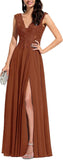 Niulatu Appliques Bridesmaid Dress Long V Neck Beaded Wedding Guest Gown with HZ1007