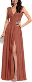 Niulatu Appliques Bridesmaid Dress Long V Neck Beaded Wedding Guest Gown with HZ1007