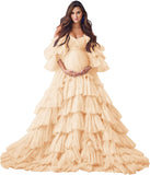 Niulatu Tulle Robe Maternity Dress for Photoshoot Sheer Bridal Lingerie Wedding Gown Long Baby Shower Pregnancy HZ1007