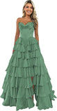 Niulatu Corset Prom Dresses for Women 2025 Long Tiered Ruffle Chiffon Formal Evening Gown with HZ1007