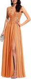 Niulatu Appliques Bridesmaid Dress Long V Neck Beaded Wedding Guest Gown with HZ1007